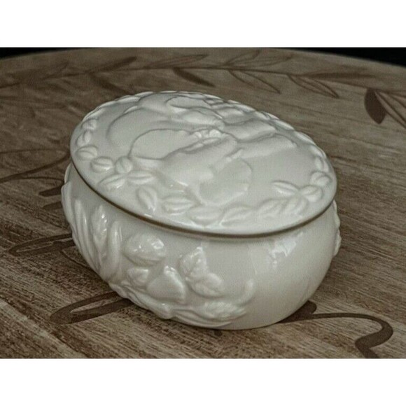 LENOX Tender Love Elephants Keepsake Oval Box w lid 24kt Gold trim Trinket Dish - Picture 6 of 12